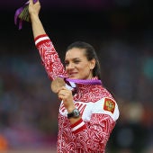 Yelena Isinbáyeva durante los JJOO de Londres 2012