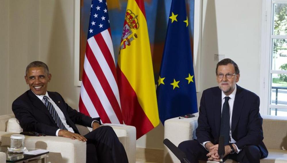 Barack Obama junto a Rajoy en el palacio de la Moncloa