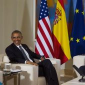 Barack Obama junto a Rajoy en el palacio de la Moncloa