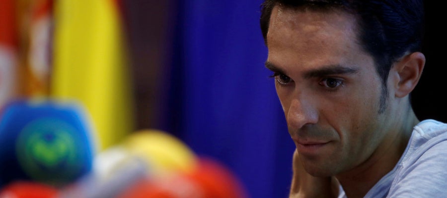 Alberto Contador, durante una rueda de prensa Alberto Contador, durante una rueda de prensa