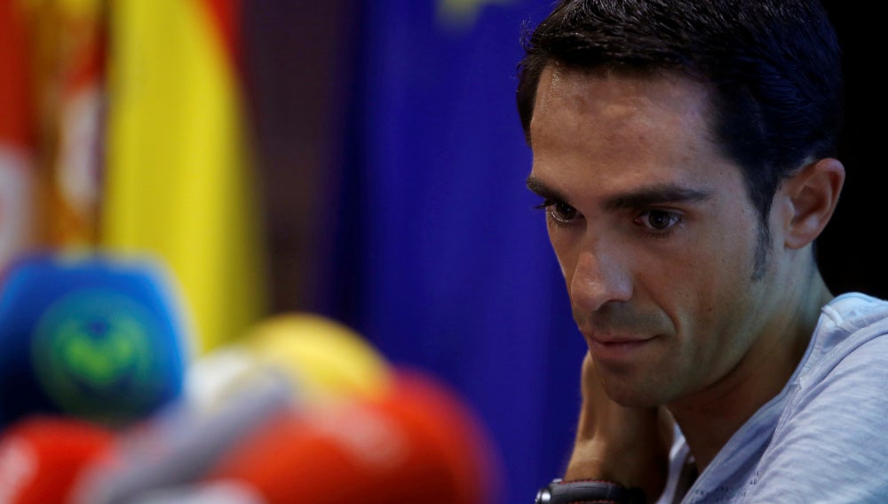 Alberto Contador, durante una rueda de prensa