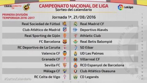 Calendario de la primera jornada de la Liga
