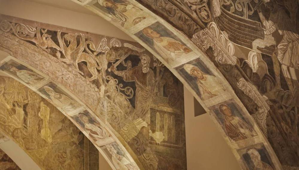 Imagen de las pinturas murales de la Sala Capitular del monasterio oscense