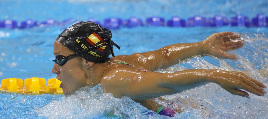 Mireia Belmonte, en su primer entrenamiento en la piscina del estadio acuático de Río Mireia Belmonte, en su primer entrenamiento en la piscina del estadio acuático de Río