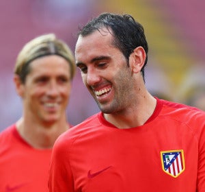 Diego Godín sonríe en un entrenamiento del Atlético de Madrid Diego Godín sonríe en un entrenamiento del Atlético de Madrid