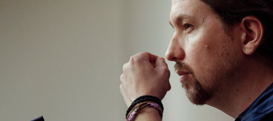 El secretario general de Podemos, Pablo Iglesias, durante una rueda de prensa El secretario general de Podemos, Pablo Iglesias, durante una rueda de prensa