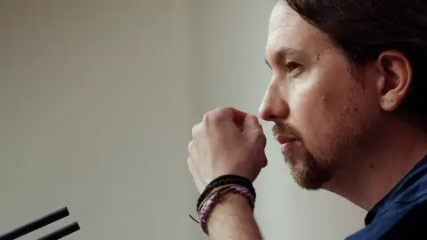 El secretario general de Podemos, Pablo Iglesias, durante una rueda de prensa El secretario general de Podemos, Pablo Iglesias, durante una rueda de prensa