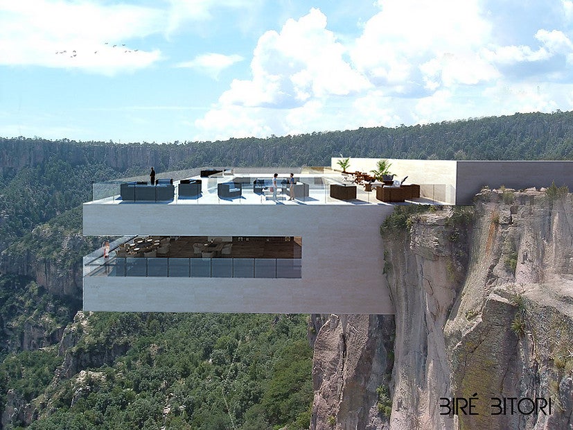 Construyen un restaurante suspendido sobre un lateral del Cañón del Cobre de México Construyen un restaurante suspendido sobre un lateral del Cañón del Cobre de México