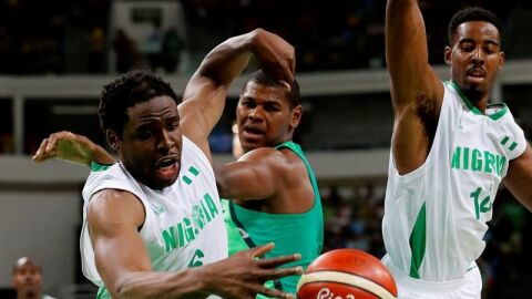 Imagen del partido de baloncesto entre Brasil y Nigeria 