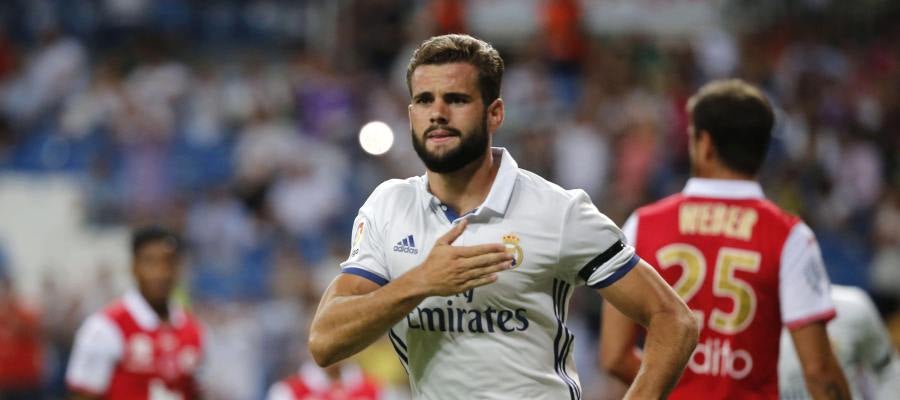 Nacho celebra su gol ante el Stade de Reims Nacho celebra su gol ante el Stade de Reims