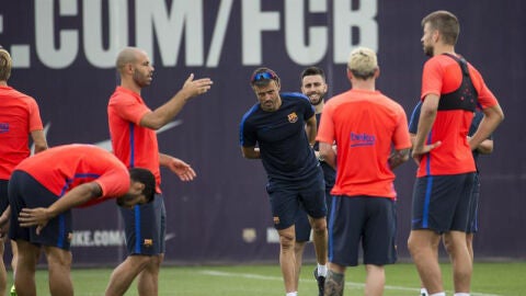 El Bar&ccedil;a durante un entrenamiento