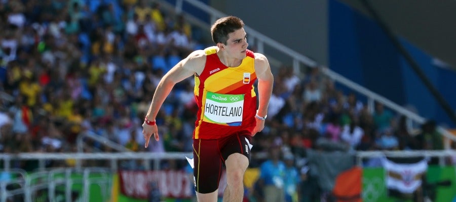 Bruno Hortelano, durante su serie de los 200 metros lisos Bruno Hortelano, durante su serie de los 200 metros lisos