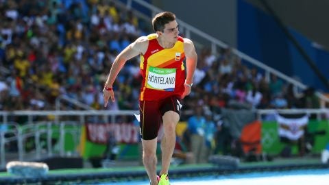 Bruno Hortelano, durante su serie de los 200 metros lisos