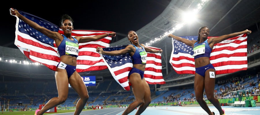 Triplete en 100 vallas del equipo femenino de Estados Unidos Triplete en 100 vallas del equipo femenino de Estados Unidos