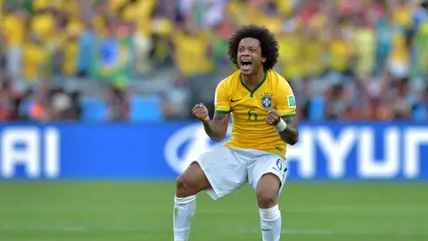 Marcelo, eufórico en partido con Brasil Marcelo, eufórico en partido con Brasil