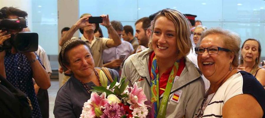 Mireia Belmonte a su llegada a Barcelona Mireia Belmonte a su llegada a Barcelona