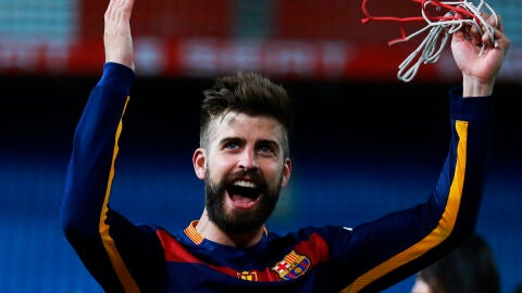 Gerard Piqu&eacute;, feliz tras el triunfo del Barcelona