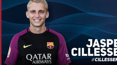 Cillessen posa con la camiseta del Bar&ccedil;a