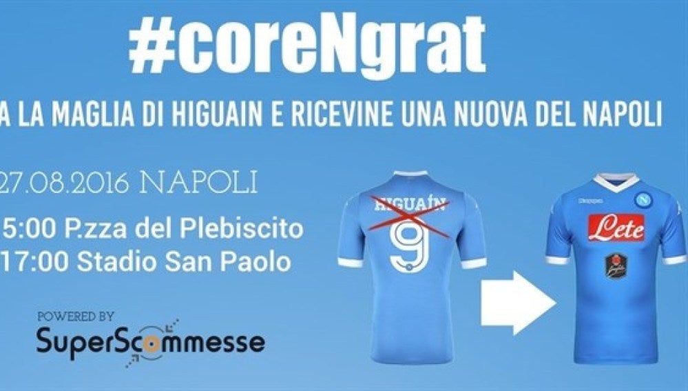 Una casa de apuestas cambia la camiseta de Higuaín por una nueva