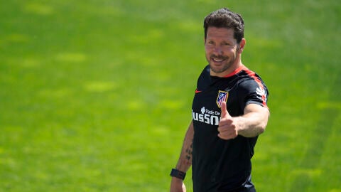 Diego Pablo Simeone en un entrenamiento del Atl&eacute;tico de Madrid