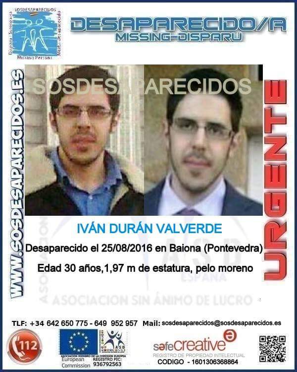 Denuncian la desaparición de Iván Durán Valverde, un joven de la localidad pontevedresa de Baiona Denuncian la desaparición de Iván Durán Valverde, un joven de la localidad pontevedresa de Baiona