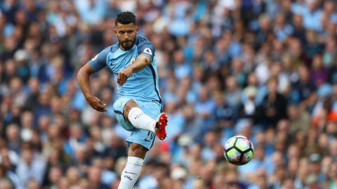 'Kun' Ag&uuml;ero, en el partido de la Premier entre Manchester City y Sunderland