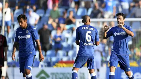 Los jugadores del Getafe celebran el gol ante el Reus Los jugadores del Getafe celebran el gol ante el Reus