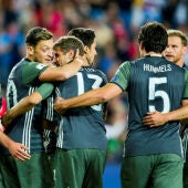 Alemania celebra un gol de Muller