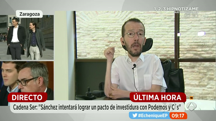Echenique: "Cuando haya voluntad política, no harán falta tantas llamadas ni tanta escenificación" Echenique: "Cuando haya voluntad política, no harán falta tantas llamadas ni tanta escenificación"