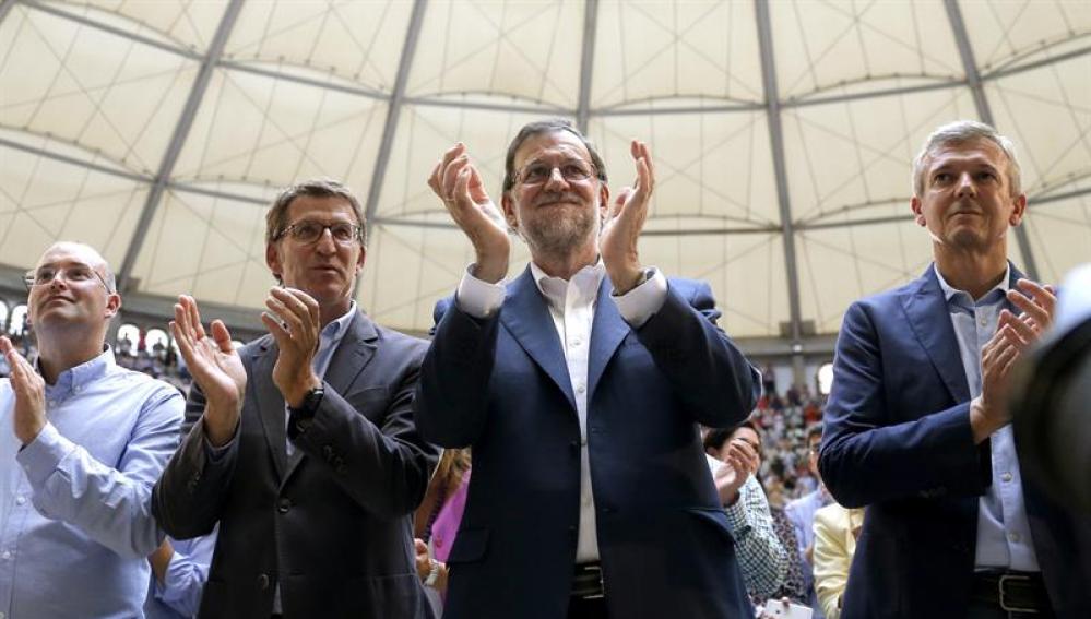 Mariano Rajoy junto a Alberto Núñez Feijóo en Galicia