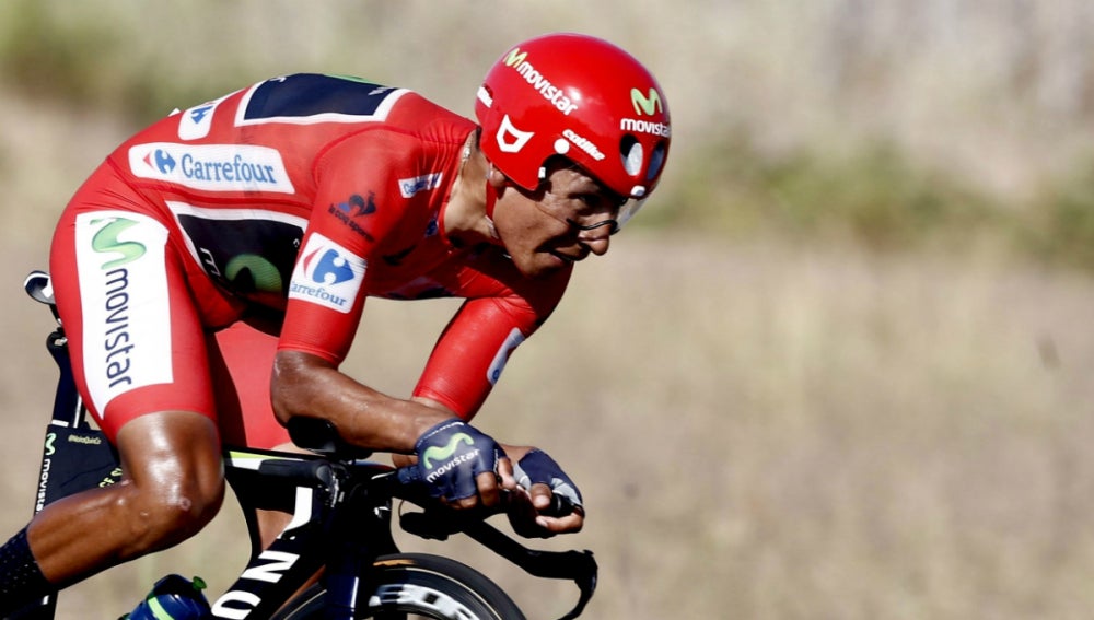 Quintana, con el maillot rojo