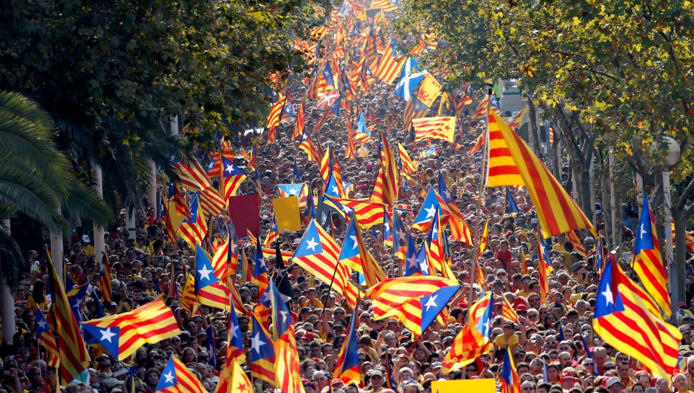 Manifestación independentista en la Diada de Cataluña.