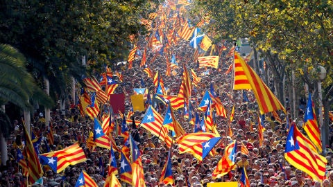 Manifestaci&oacute;n independentista en la Diada de Catalu&ntilde;a.