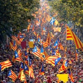 Manifestación independentista en la Diada de Cataluña.