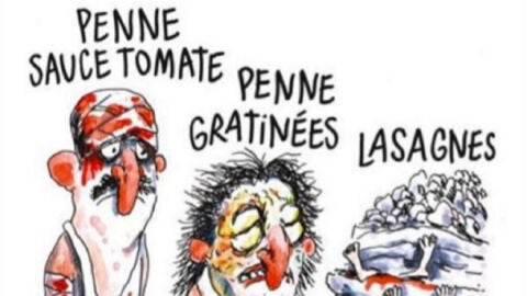 Vi&ntilde;eta de Charlie Hebdo sobre el terremoto en Amatrice