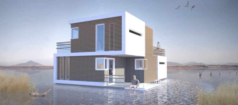 Imagen del prototipo de casa divisible diseñada por el estudio holandés OBA.