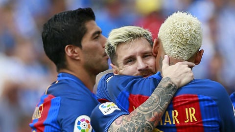 Su&aacute;rez, Messi y Neymar