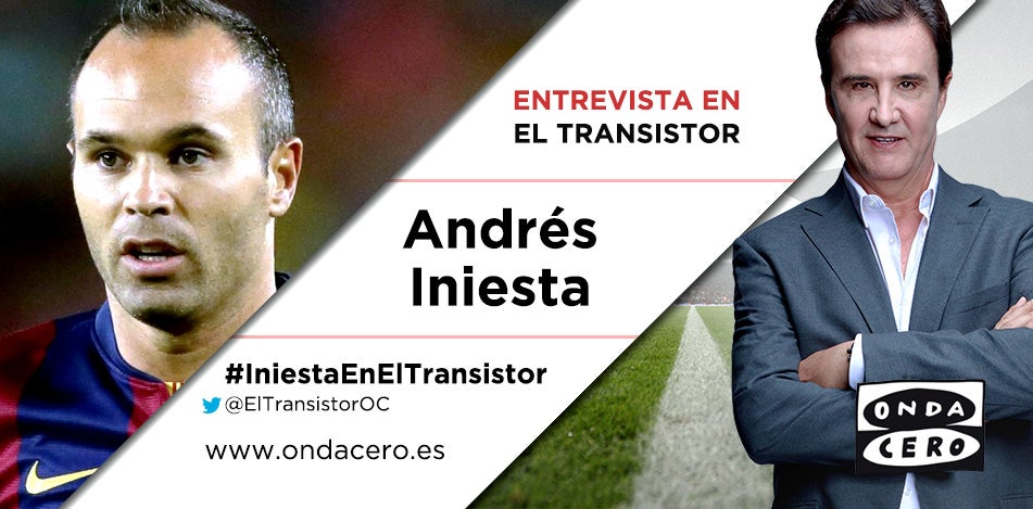 Andrés Iniesta estará este lunes en El Transistor, con José Ramón de la Morena Andrés Iniesta estará este lunes en El Transistor, con José Ramón de la Morena
