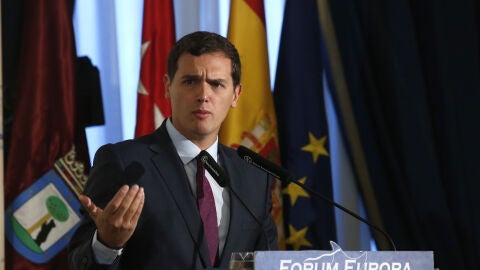 Albert Rivera, durante un desayuno informativo