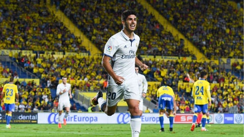Marco Asensio celebra su gol contra Las Palmas