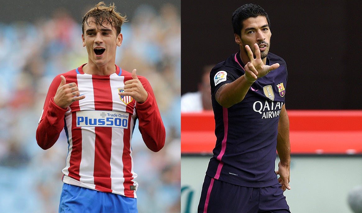 Luis Suárez y Griezmann lideran la tabla del Pichichi con cinco goles Luis Suárez y Griezmann lideran la tabla del Pichichi con cinco goles