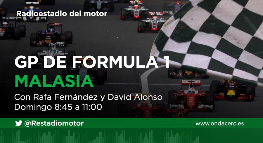 Escucha en directo el GP de Malasia de Fórmula 1 a través de la Onda Media (954 am), ondacero.es y la APP de Onda Cero Escucha en directo el GP de Malasia de Fórmula 1 a través de la Onda Media (954 am), ondacero.es y la APP de Onda Cero