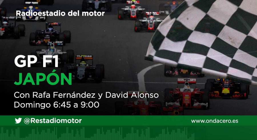 Escucha en directo el GP de Japón de Fórmula 1 a través de la Onda Media (954 am), ondacero.es y la APP de Onda Cero Escucha en directo el GP de Japón de Fórmula 1 a través de la Onda Media (954 am), ondacero.es y la APP de Onda Cero
