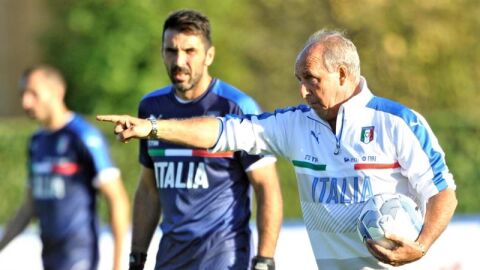 Ventura con Buffon durante un entrenamiento. 