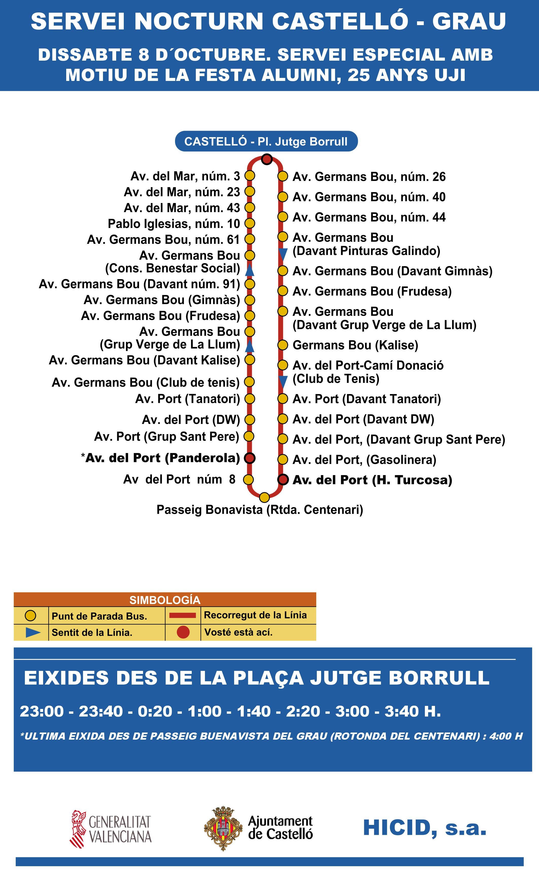 Castellón habilita un servicio especial nocturno de bus por la fiesta del 25 aniversario de la UJI Castellón habilita un servicio especial nocturno de bus por la fiesta del 25 aniversario de la UJI