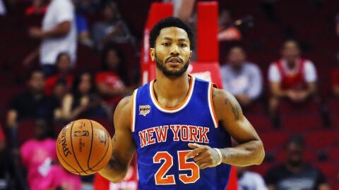 Derrick Rose, durante un partido con los Knicks