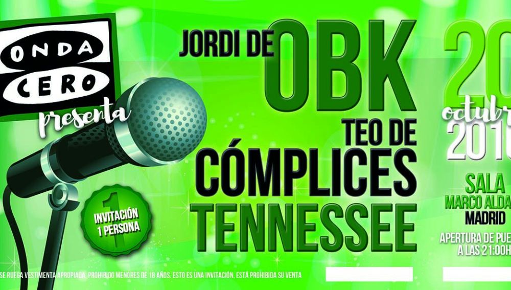 Concierto de Onda Cero Madrid con Jordi de OBK, Teo de Cómplices y Tenessee
