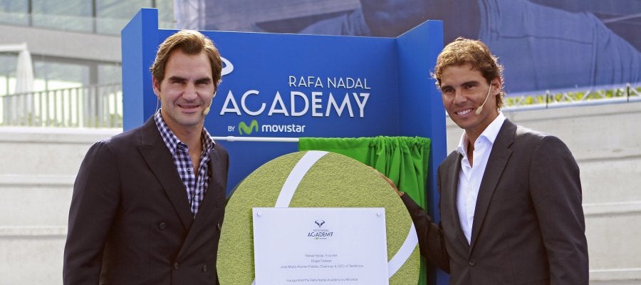 Rafa Nadal, en la inauguración de su Academia junto a Roger Federer