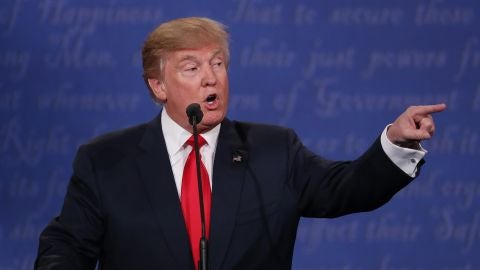 El candidato a la Presidencia de EEUU por el partido Republicano, Donald Trump, durante el debate