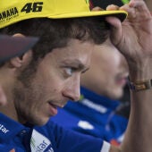 Valentino Rossi, en una rueda de prensa junto a Márquez y Lorenzo